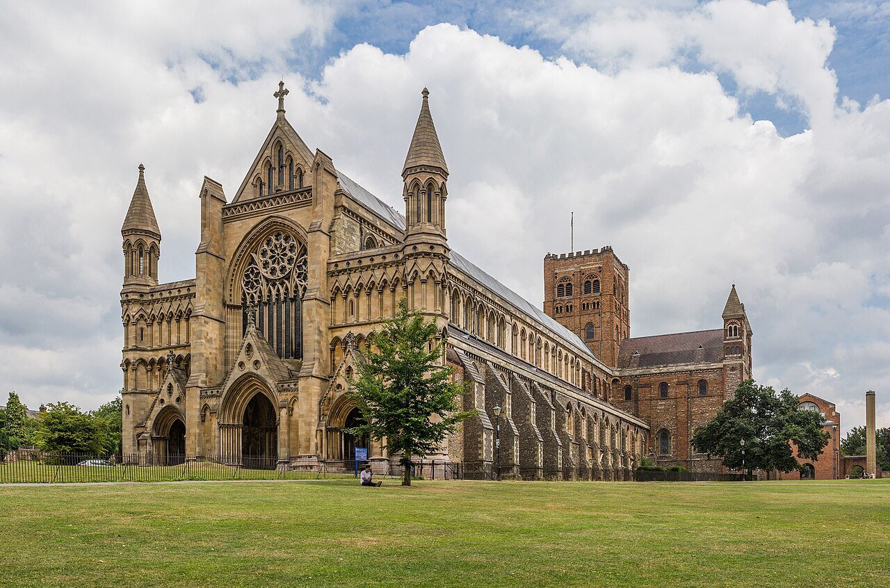 St Albans Cathedral Exterior from west, Hertfordshire, UK - Dilif