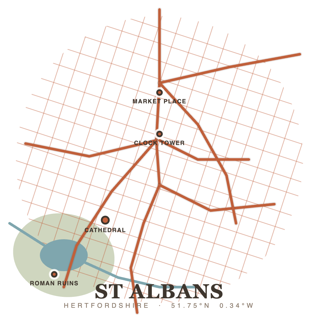 St Albans map warm heritage